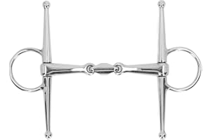 Horse Snaffle Bit, Stainless Steel Full Cheek Corkscrew Mouth French Link Loose Copper Snaffle Jointed Bit for 135mm Horse Mo