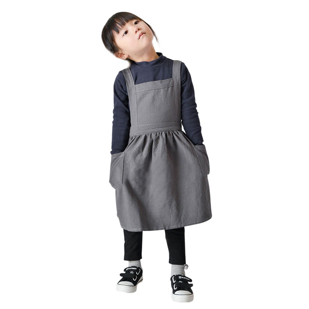 IBLUELOVER Girls Lovely Art Crafts Smock Apron Stylish Cotton Linen Children Aprons With Pockets Baking Cooking Clothes For Kids Girls DIY Painting Sleeveless Pinafore Apron Keep Clean 3-10 Years