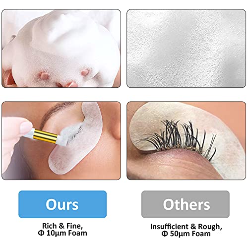 Eyelash Extension Cleanser Lash Shampoo, Lash Cleanser for Extensions with Brush & Wand, Eyelash Shampoo Remove Eyelid Makeup Mascara, Paraben & Sulfate Free Eyelash Cleanser Safe for Salon & Home Use