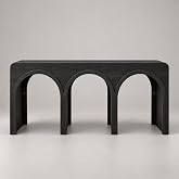 67" Long Arched Console Table, 15.5" Deep Modern Designer Entryway Table, Sculptural Triple Arch Sofa Table for Living Room, Hallway, Behind Couch, Multi-Scene Accent Furniture, Black Grey