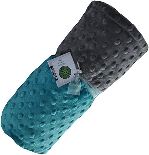 Cozy Wozy Signature Minky Baby Blanket, Teal/Charcoal Gray, 30" x 36"