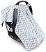Kids N’ Such Peekaboo Baby Car Seat Cover Car Seat Canopy & Nursing Cover, Chevron/Blue Minky