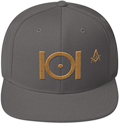 Masonic Snapback Hat 3D Puff Embroidery Old Gold