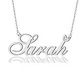 AOLO Sarah Heart Name Necklace Silver Stainless
