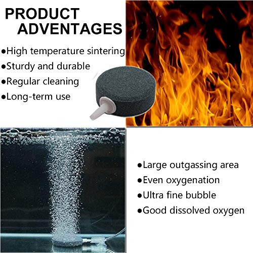 SNOMEL 10 Pcs 1.6 inch Small Round Air Stone Bubble for Aquarium Fish Tanks, Oxygen Diffuser Stone Air Bubbler Aerator for Hydroponics Nutrient Compost Tea