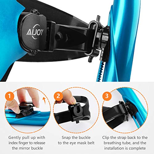 AiJoy Dry Top Snorkel Set Tempered Glass Diving Mask Anti-Fog Lens Snorkeling Set for Adult and Youth - Thumbnail 3