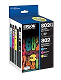 Genuine Epson 802 T802 T-802 T802120-BCS Initial Ink Cartridge in Black and Color 4 Pack Combo for Epson WorkForce Pro WF-4720 WF-4730 WF-4740 WF-4734 Printer