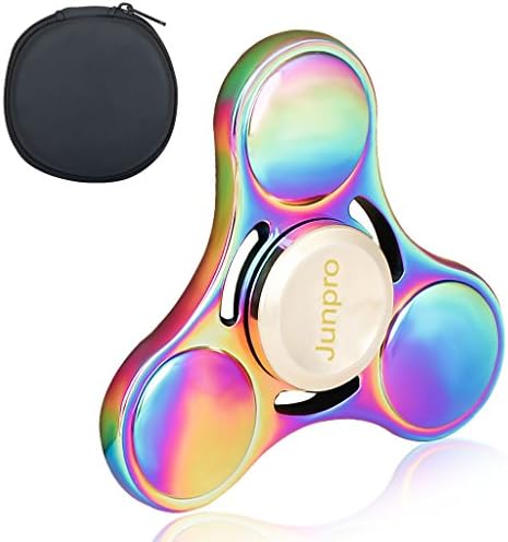 Clearance Sale!!! Junpro 4-10 Mins Tri Fidget Hand EDC Finger Spinner Silent Toy Stress Reducer with Steel Bearing For ADD, ADHD, Anxiety, and Autism Adult kids Students (Rainbow)