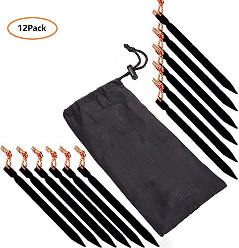 12-Pack 7'' Tent Stake, with Storage Bag and Reflective Cord, Emoh Heavy-duty Y Shape for Outdoor Camping Hiking