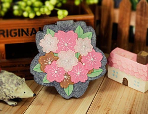 GUart DIY Polyester Felt Nonwoven Fabric Craft Kit, Sew and Stuff Kit, Whimsy Kit, make your own bag/doll/ figurine (Flower Portable Cosmetic Mirror)