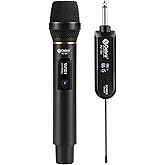 D Debra Wireless Microphone UHF Cordless Handheld Dynamic with Rechargeable Receiver and 30 Adjustable Frequency for Karaoke Singing, Wedding, DJ, Party, Speech, Church, Class Use, 200ft (PU-12H-01)