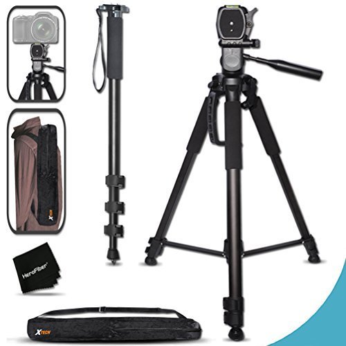 Durable Pro Grade 75 inch Tripod + 72 inch Pro Monopod W/ Convenient Backpack style Carrying Case for Nikon D500, D7200, D7100, D750, D5300, D5200, D5100, D3300, D3200, D3100 D810A, D810, D800, D610, D600, D4S, D3s, D3x DSLR Cameras