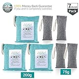 Nature Fresh Air Purifier Bags Bamboo Charcoal Air Purifying Bag, Activated Charcoal Odor Absorber for Home, Cars, Shoes, Closets, Pets, 200g, 75g 7-Piece Value Pack