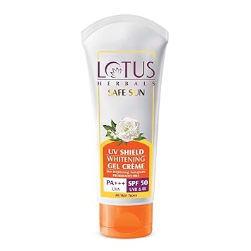 Lotus Herbals Safe Sun Uv Shield Whitening Gel Cream Spf 50 Uvb & Ir Pa+++, 100 g