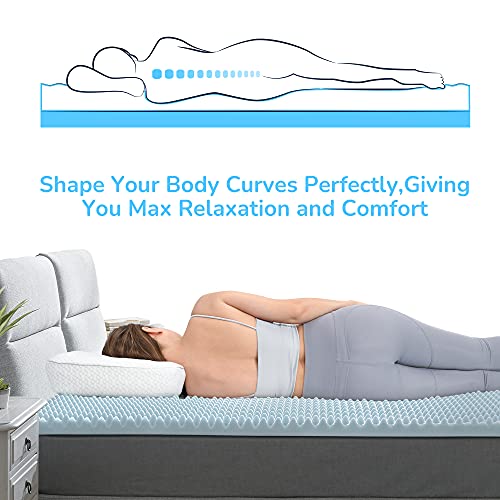 RECCI 2.5Inch Egg Crate Mattress Topper Queen, Pressure Relief Memory