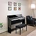 Smartxchoices 30''Lx 20''H Duet Piano Bench with Music Sheet Storage Padded Cushion Leather Stool Seat for Keyboard Black Solid Wood Ebony