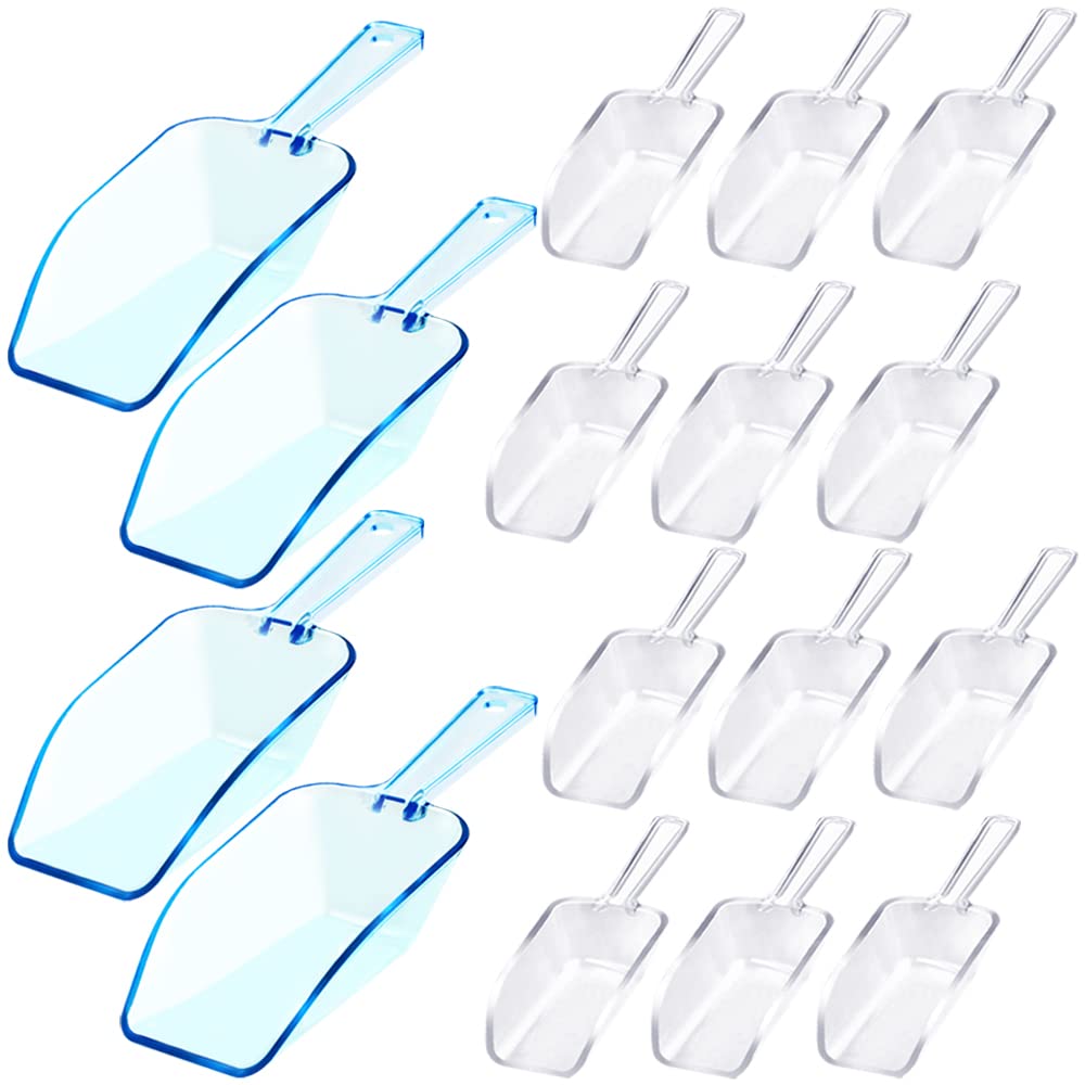 AIFUDA Multi-Purpose Measuring Spoons - 16 Pcs Plastic Clear Ice Scoop for Weddings, Ice Cream, Protein Powder