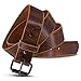 Hanks Rustic Men's Jean Belt -No Break Thick Leather Belt - USA Made - 100 Year Warranty - Glazed Sunset Brown - Size 38