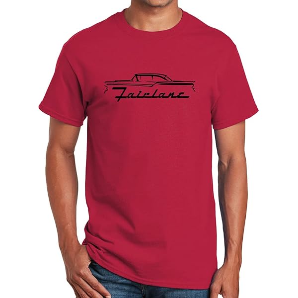 1955-1956 Ford Fairlane Outline Design Flexfit Baseball Cap - Red, L/XL Fitted Hat - View #4