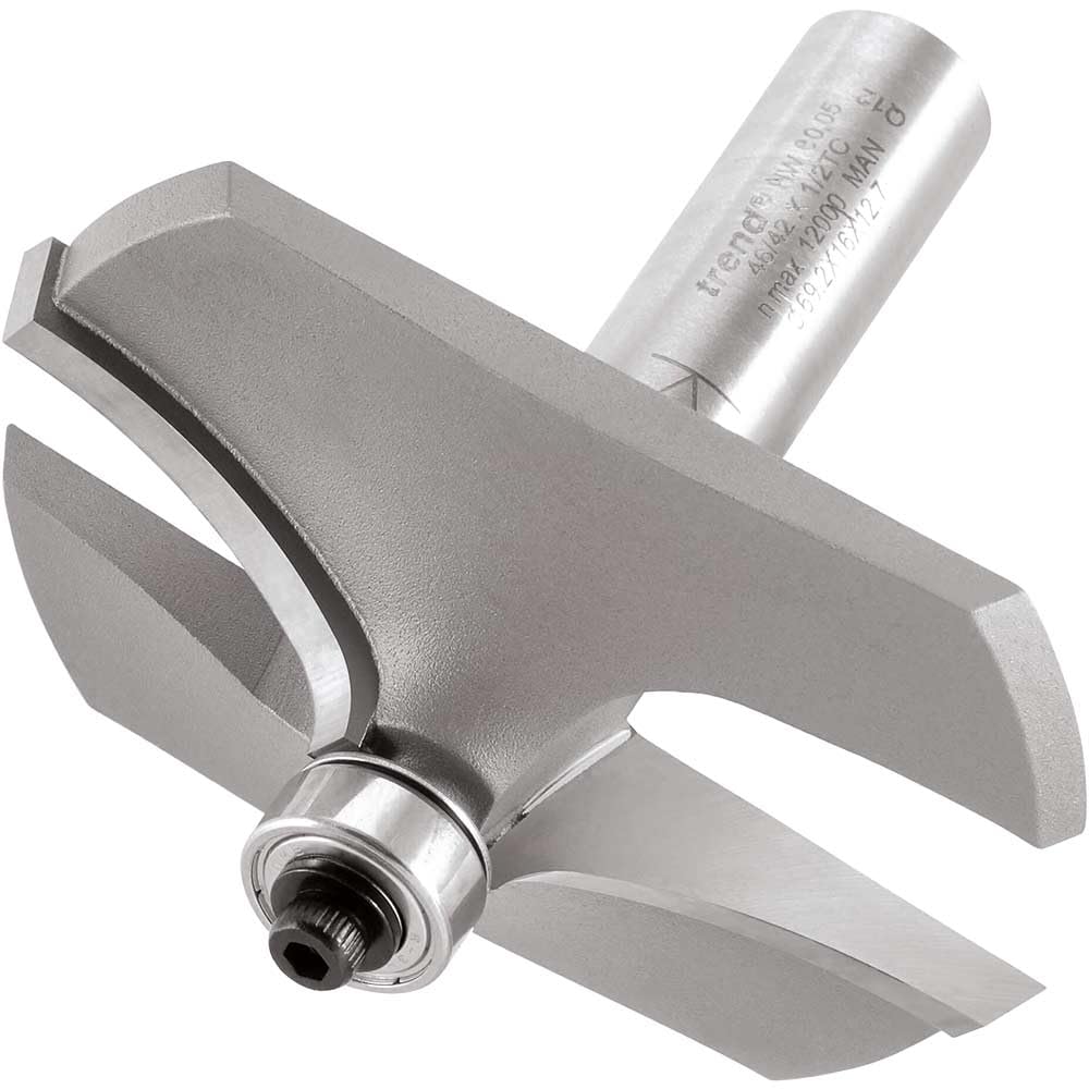 Trend Professional Guided Thumb Mould Router Cutter, 1/2 Inch Shank, 69.2mm Cut Diameter, 16mm Cut Length, Tungsten Carbide Tipped, 46/42X1/2TC