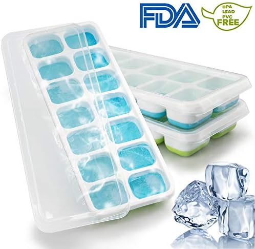 3 Packs Ice Cube Trays Silicone Ice Cube Trays with Lids Easy Release Ice Trays Make 42 Large Ice Cube BPA Free Flexible Stackable Ice Cube Trays
