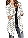 Women Black and White Striped Long Cardigan Loose Sweater Jacket