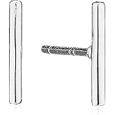 Minimalist Solid 14kt Gold Bar Studs Polished Tiny Flat Stick Line Earring