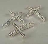 Rhinestone Cross Pave Silver W/crystal 3 Each 25mmx35mm