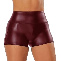 Tulucky Women's Flexible Club Faux Leather Shorts