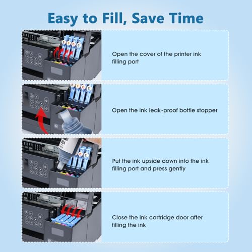 Compatible for EPT502 Ink Refill Bottles ET-2850 ET-3850 ET-4850 ET-15000 Ink Refill for ET 2850 ET 3850 ET-4760 ET-3760 ET-4950 ET-2760 ET-3830 ET 4850 ET 4950 ET 15000 ET 3760 ET-2980 ET-3950 Ink