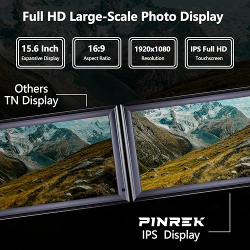 Frameo WiFi Digital Photo Frame 15.6 Inch, PINREK Electronic Picture Frame | Motion Sensor Auto-Wake, IPS HD Touch Screen, Auto-Rotate, Instantly Share Photos Videos from Anywhere, Wall Mountable