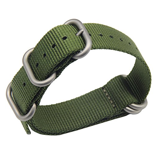 21mm Army Green Luxurious Military Durable Nylon Nato style Watch Straps Bands Replacements for Men