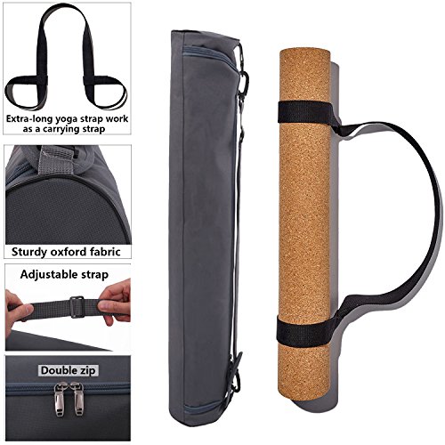 4PCS-Eco-friendly-Cork-Yoga-Mat-Set-Non-slip-Organic-Cork-Natural-Rubber-w3inch-Cork-BlockYoga-StrapYoga-bag-For-Hot-Yoga-Gymnastics-Aerobicsw-72LX24W-4mm-Non-Toxic-Latex-Free-Gym-Exercise-Mat