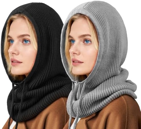 URSFUR Winter Real Mink Fur Hooded Scarf for Women Warm Headscarf