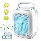 Personal Space Air Conditioner, Mini Portable Desktop Fan Personal Misting Table Fan Small Evaporative Air Cooler Circulator Humidifier for Office, Dorm, Room, Outdoor
