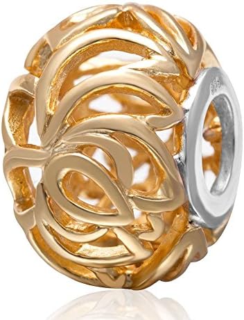 Choruslove Gold Plated Charm 925 Sterling Silver Bead for European DIY Snake Chain Bracelet Jewelry