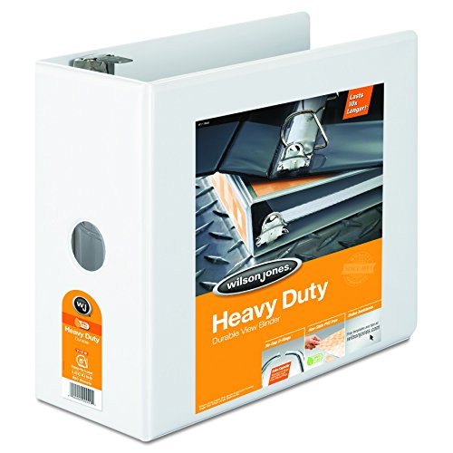 Wilson Jones 5 Inch 3 Ring Binder, Heavy Duty D-Ring View Binder, White (W385-50WPP)