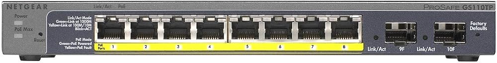 NETGEAR 8 Port Gigabit PoE Smart Switch 2 SFP Fiber Ports Network Managed