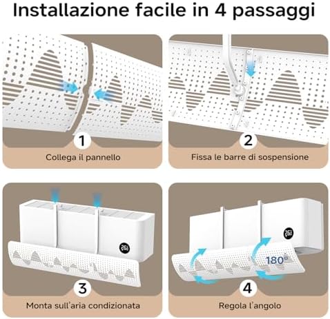 Deflettore Condizionatore Universale, Deviatore Aria Condizionata Regolabile Portatile, Deflettori per Condizionatori de Parete, Paravento Climatizzatore per Casa, Ufficio, Camera (Bianco)