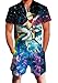Mens Male Galaxy Nebula Space 3D Colouful Whale Shark Captain Cat Novelty Shorts Cargo Pants Jumpsuits Rompers Overalls XL,Captain Cat