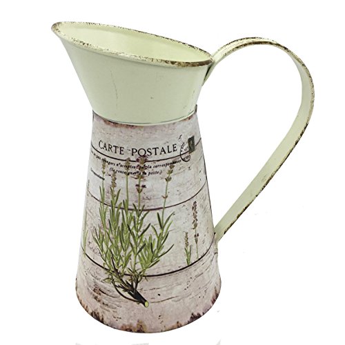 VANCORE Shabby Chic Pitcher Mini Metal Vase for Flowers