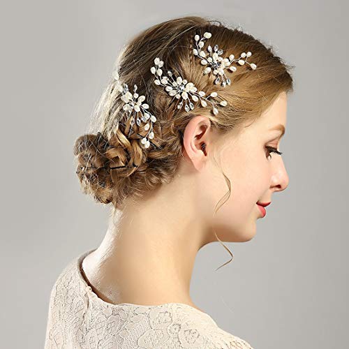 inSowni 30 Pack Wedding Bridal Hair Side Combs+U Shaped Hair Pins Clips Pieces Accessories Barrettes Rhinestone Pearl Flower Silver for Women Girl Bridesmaids - Thumbnail 5