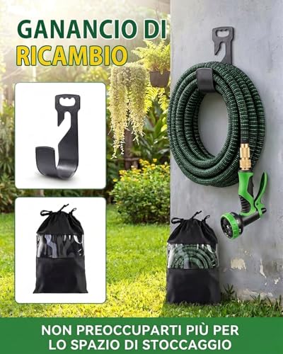 45 m Professional Extendable Garden Hose with 10 Functions Gun, 45 Metres Extra Long Anti-Torsion Irrigation Hose, Brass Fittings, Water Hose for Large Areas and Motorhomes