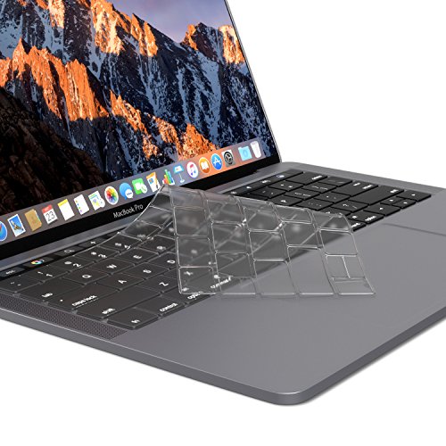 Kuzy - MacBook Pro Keyboard Cover with Touch Bar 13 and 15 inch Premium Ultra Thin TPU New 2019 2018 2017 2016 (Apple Model A2159 A1989 A1990 A1706 A1707) Skin Protector - Clear