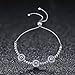 BAMOER Platinum Plated 925 Sterling Silver Cubic Zirconia Enamel Round Evil Eye Bracelet for Women Valentine's Day Gifts (Tri-Eye Bracelet)