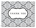 Note Card Cafe Thank You Cards with Gray Envelopes | 36 Pack | Damask Thank You | Blank Inside, Glossy Finish | for Greeting Cards, Occasions, Birthdays, Gifts