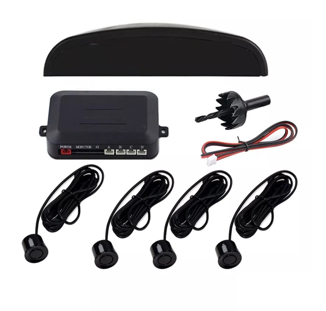 Car Reversing Black Parking Sensor 4 x Sensors Kit Led Display Audio Buzzer Alert HQ