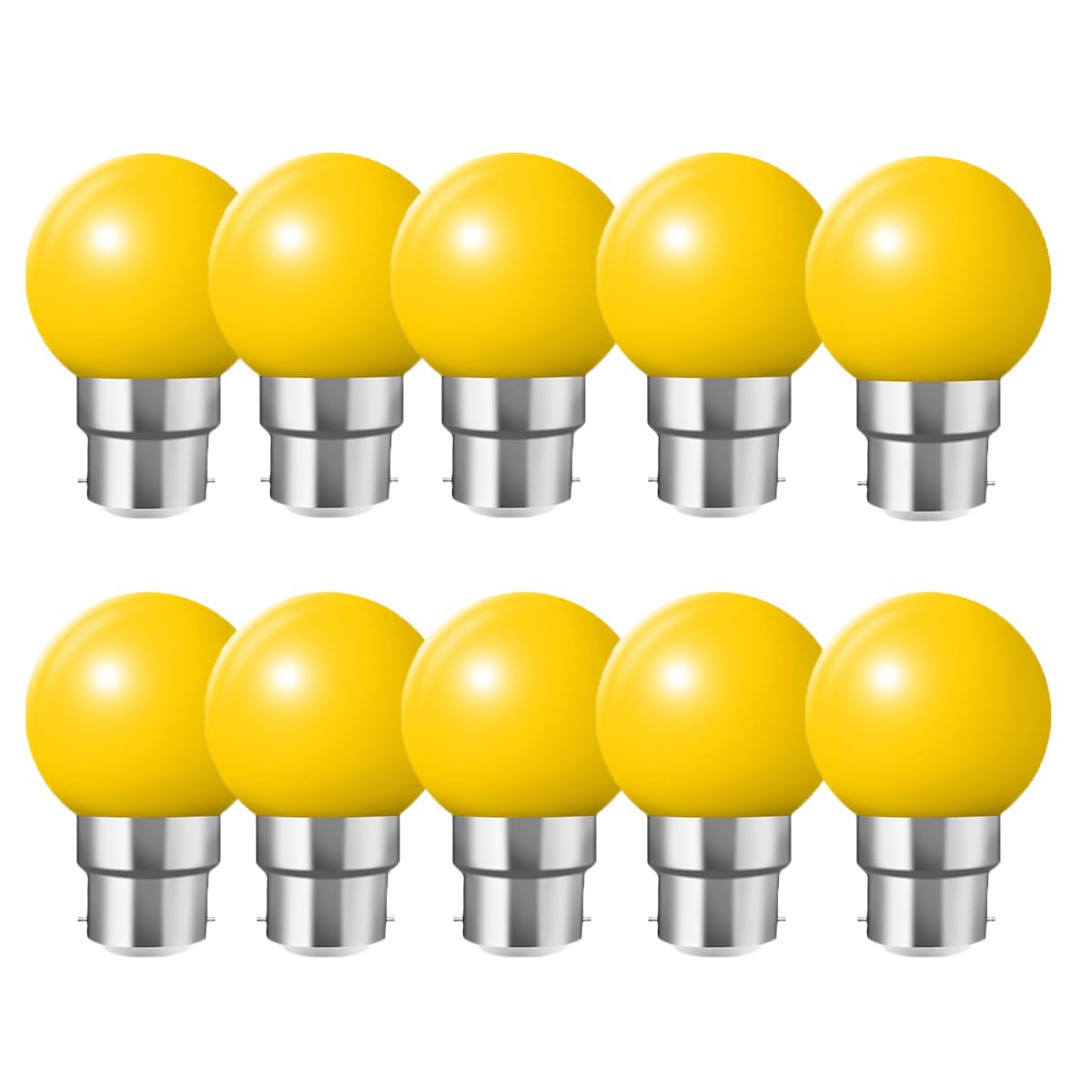 WULUN B22 Bayonet Coloured LED Bulbs, G45 Mini Globe Bulb, 2W Equivalent to 20W Halogen Lights, Used for Outdoor Indoor String, Wedding, Christmas, Party, bar Decoration, Yellow, 10 Pcs