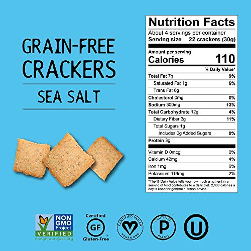 Hu Gluten Free Crackers Sea Salt Keto Crackers 6 Pack Gluten Free, Grain Free, Low Carb