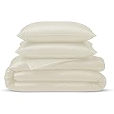 Linenwalas Duvet Cover Set Queen Size - Viscose Derived from Bamboo Soft, Breathable, Light Weight, Cooling Comforter Cover with Zipper Closure and Corner Ties (Queen, Ivory)